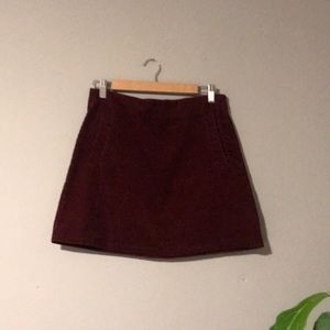 Maroon corduroy mini skirt